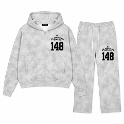 Ensemble Zippé EMETH 148 Washed Grey – Hoodie & Pantalon Premium Unisexe