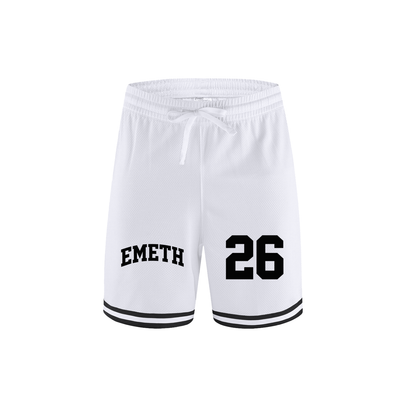EMETH 26 Mesh Basketball Shorts Blanc – Short Premium Homme