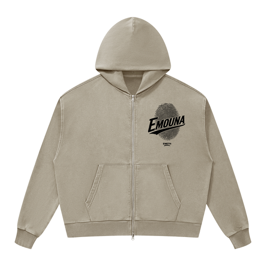 EMETH Emouna Empreinte | Hoodie Zippé Mineral Wash
