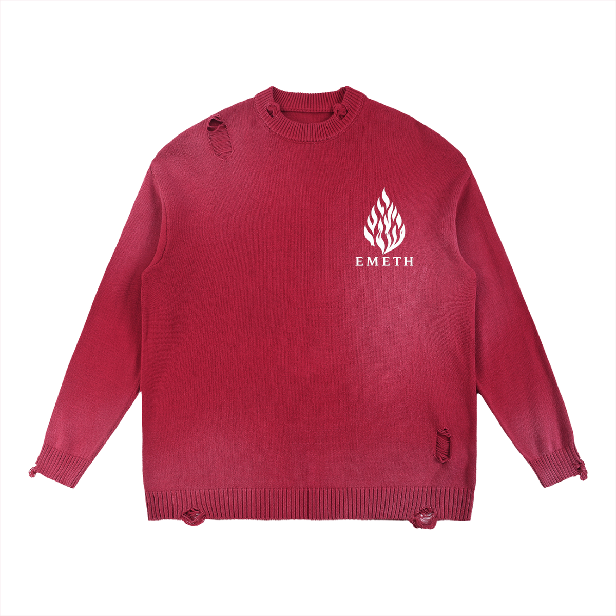 EMETH Essentials Flamme | Sweat Col Rond Distressed