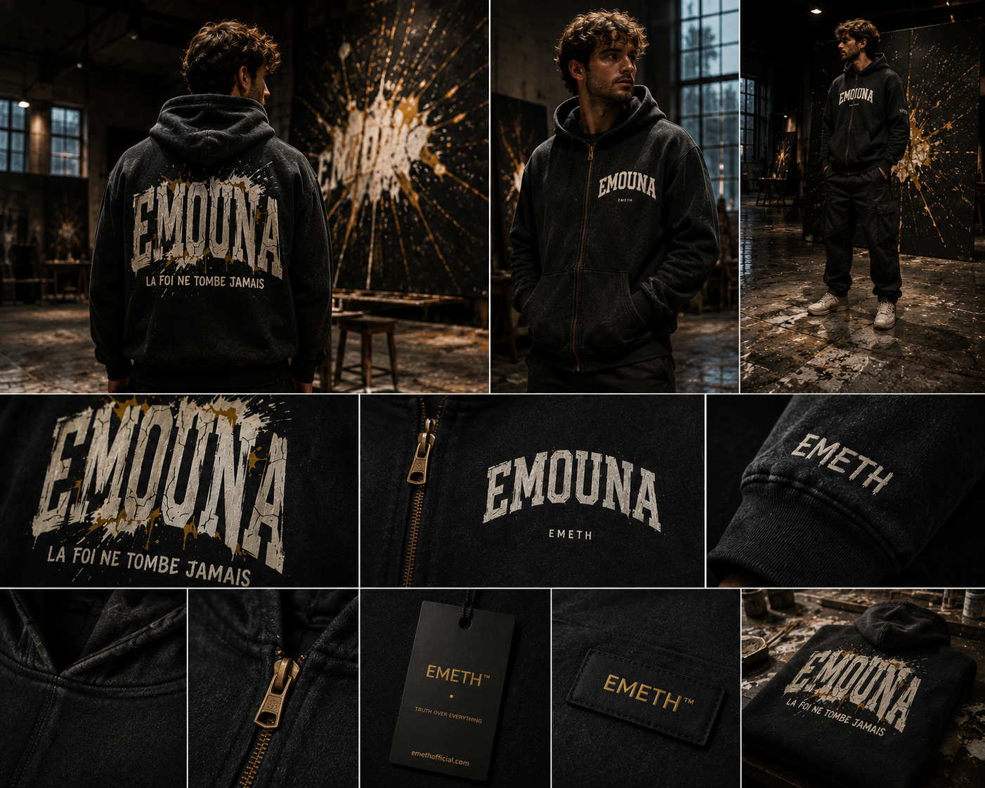 EMETH™ EMOUNA — Hoodie Zippé - Noir / S - EMETH