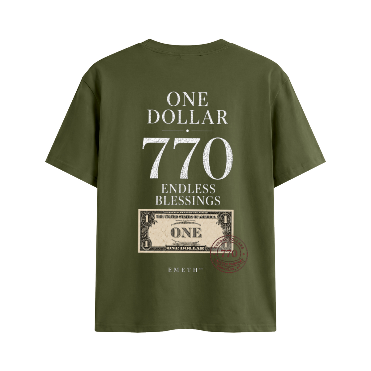 EMETH One Dollar 770 – Endless Blessings | T-shirt Premium Unisexe 200 g/m²