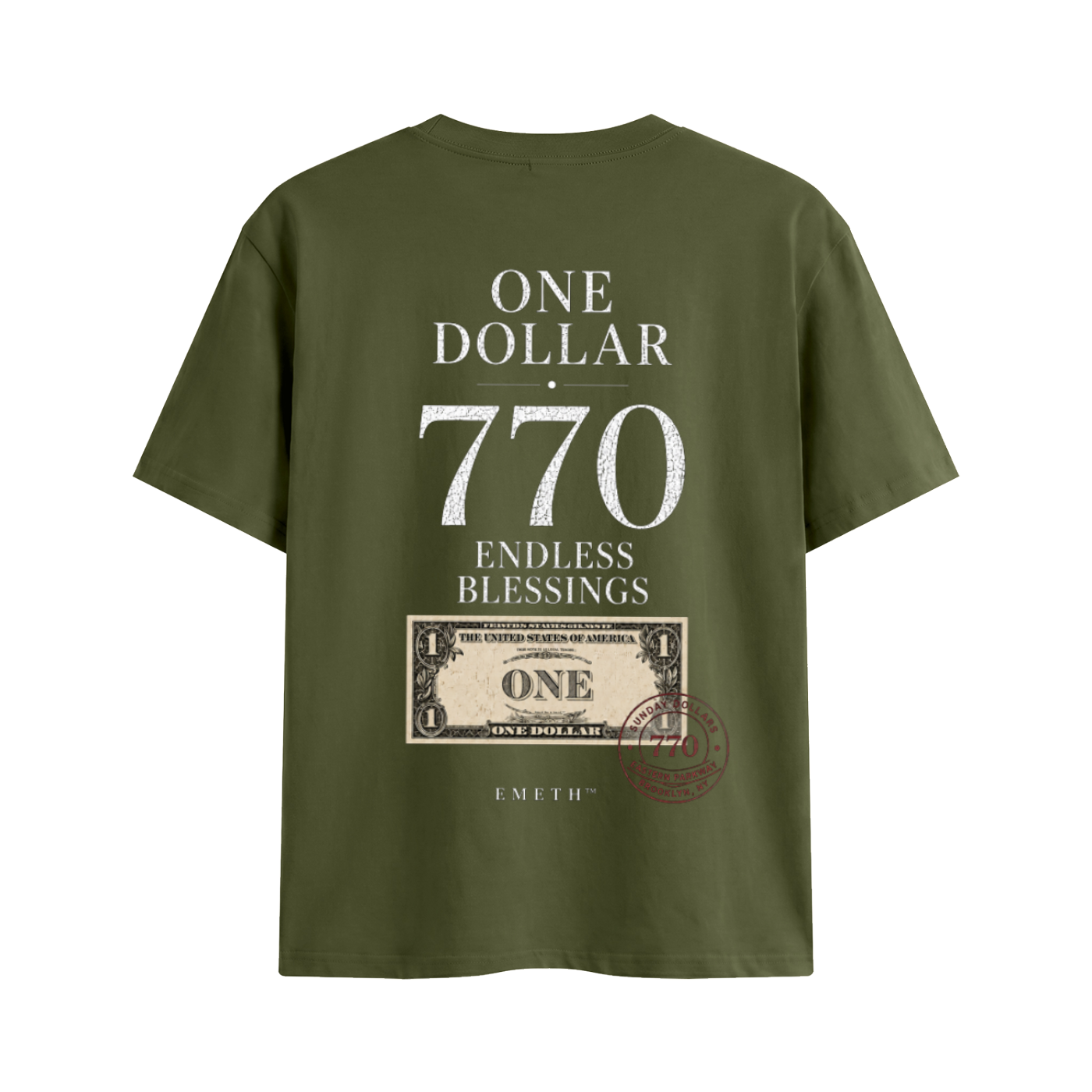 EMETH One Dollar 770 – Endless Blessings | T-shirt Premium Unisexe 200 g/m²