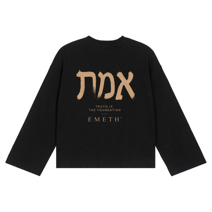 T-shirt Waffle EMETH  Édition Hébraïque – Crewneck - Longues Manches Premium