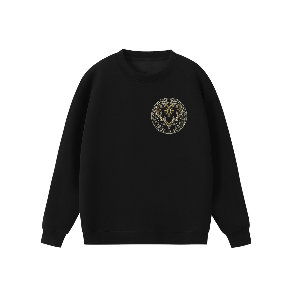 Sweat col rond EMETH 13 Ahava Lev Echad noir, devant