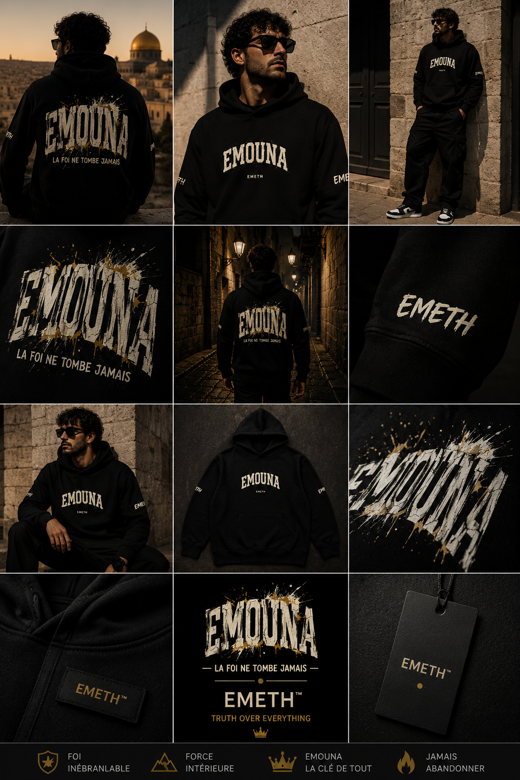 EMETH™ EMOUNA — Hoodie - Noir / S - EMETH