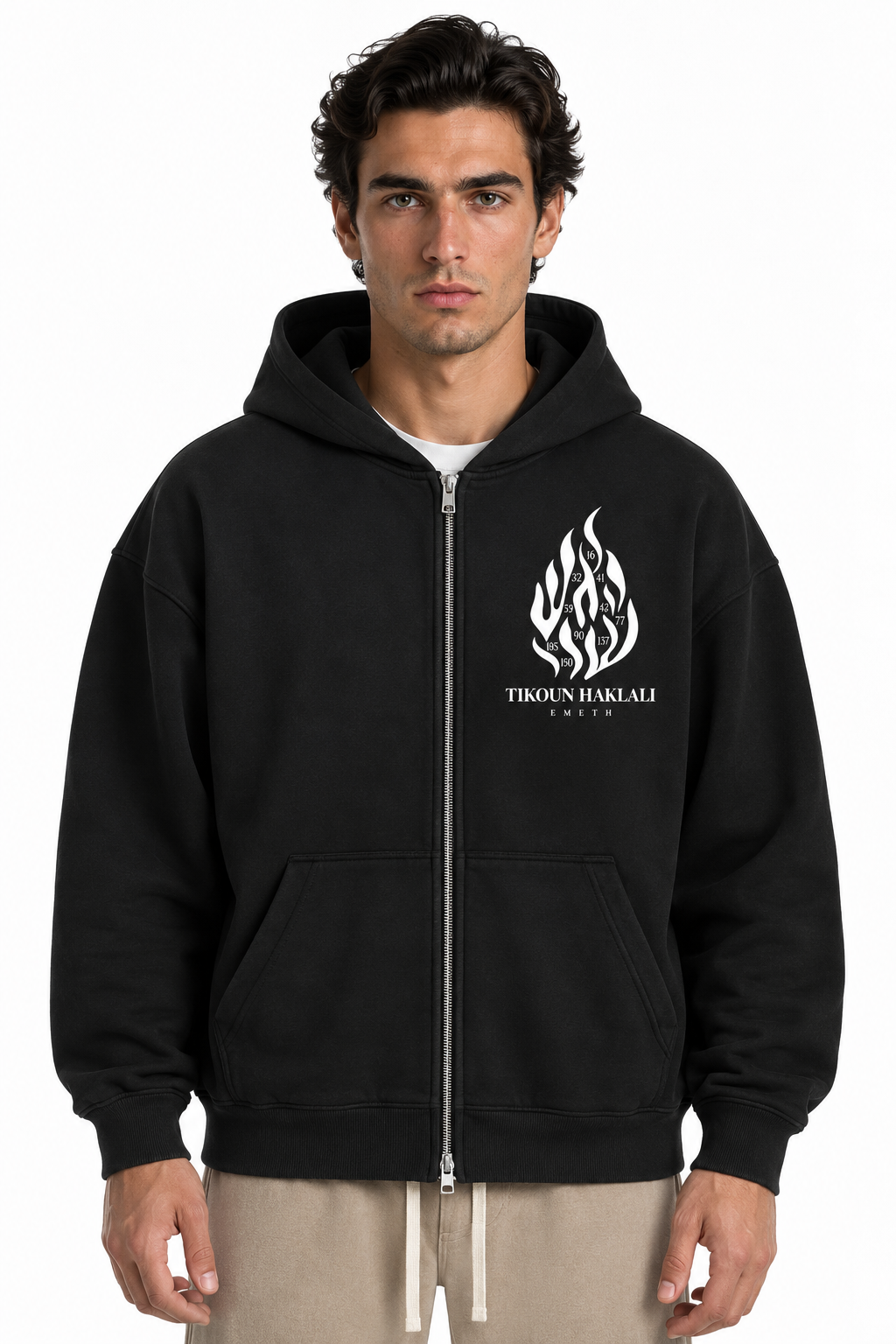 EMETH Tikoun Haklali | Hoodie Zippé Noir / Bleu Marine
