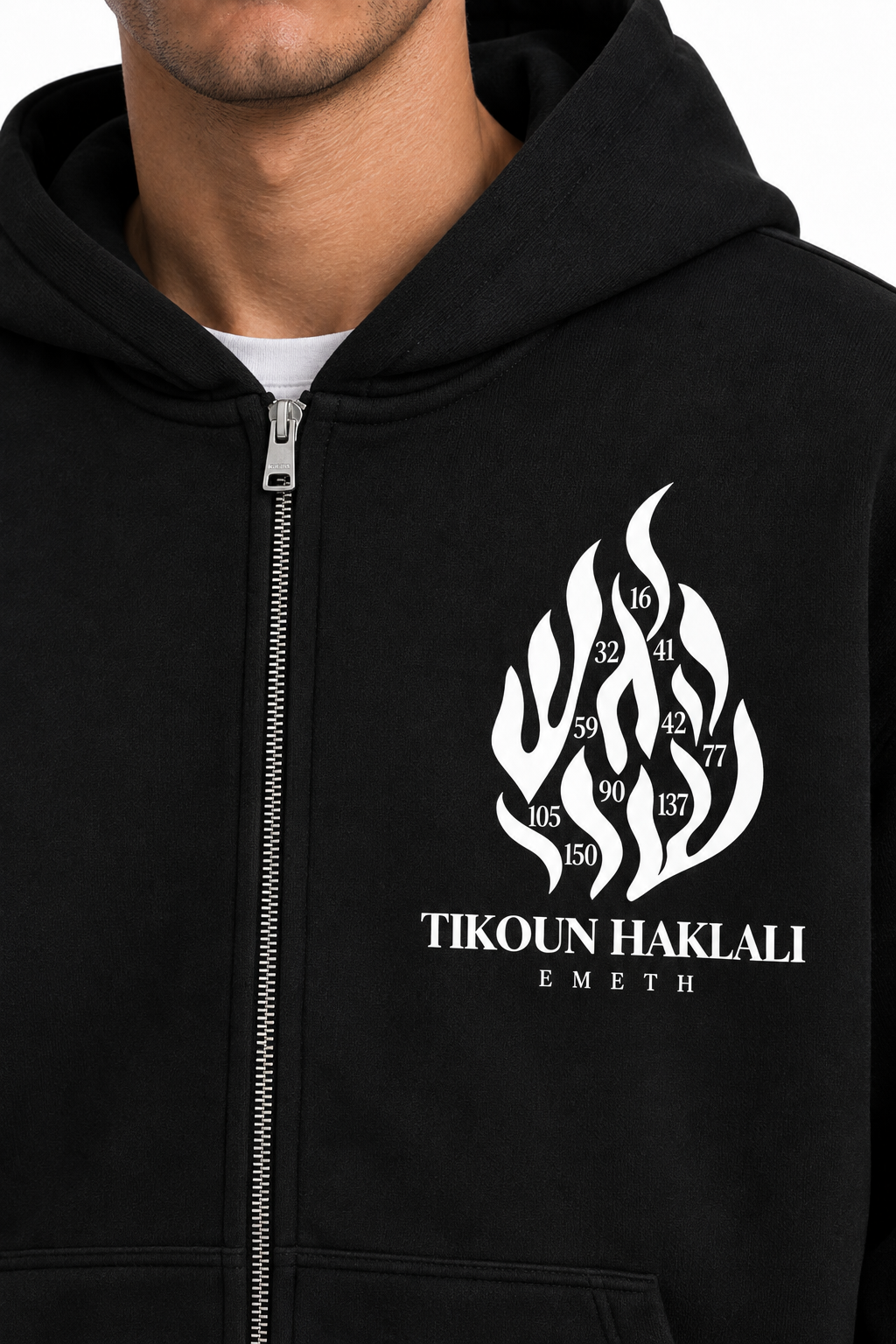 EMETH Tikoun Haklali | Hoodie Zippé Noir / Bleu Marine