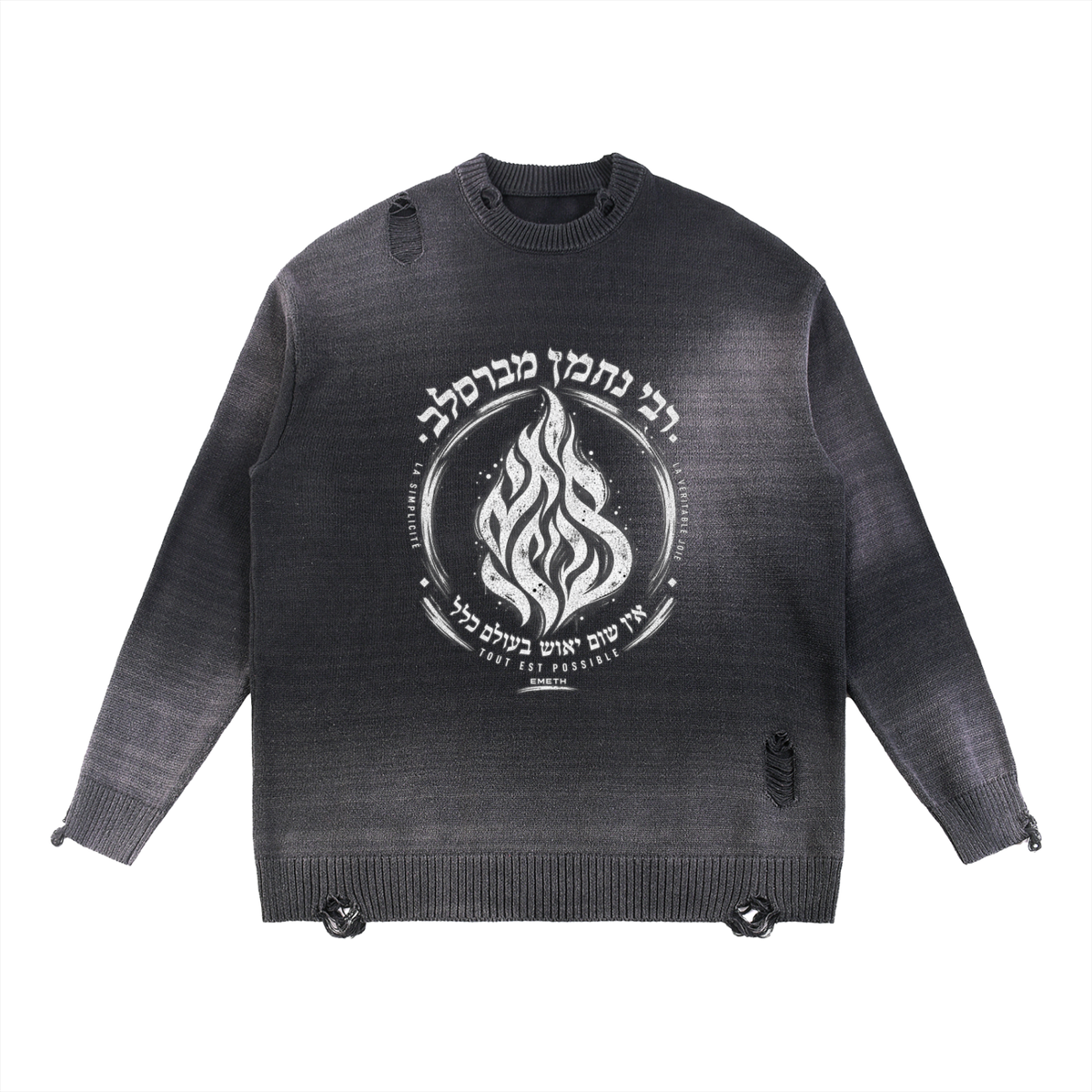 EMETH BRESLEV | Crewneck Distressed Coton Lourd 425G