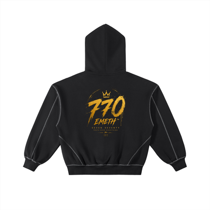 EMETH Essentials Zip Hoodie Boxy Contrasté - Noir / S - EMETH