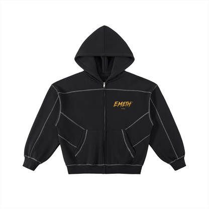 EMETH Essentials Zip Hoodie Boxy Contrasté - Noir / S - EMETH