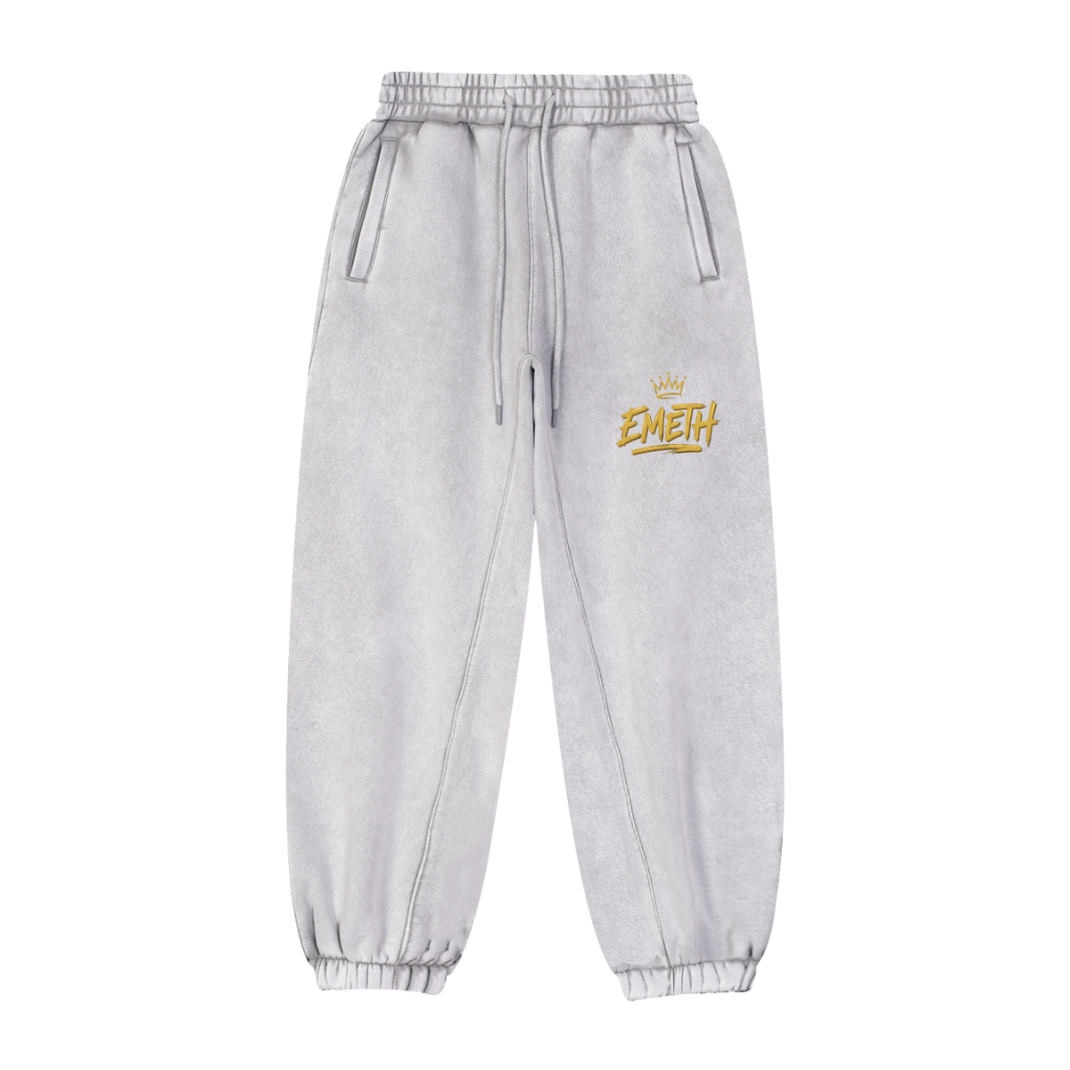 EMETH Vintage Washed Jogger — Gold Crown Edition - Gris clair / S - EMETH