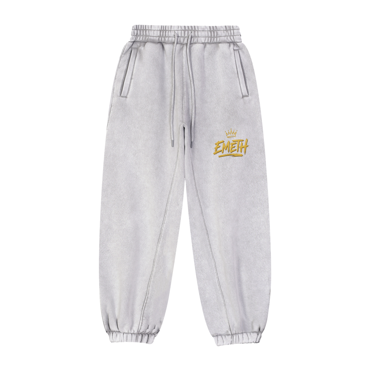 EMETH Vintage Washed Jogger — Gold Crown Edition - Gris clair / S - EMETH
