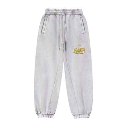 EMETH Vintage Washed Jogger — Gold Crown Edition - Gris clair / S - EMETH