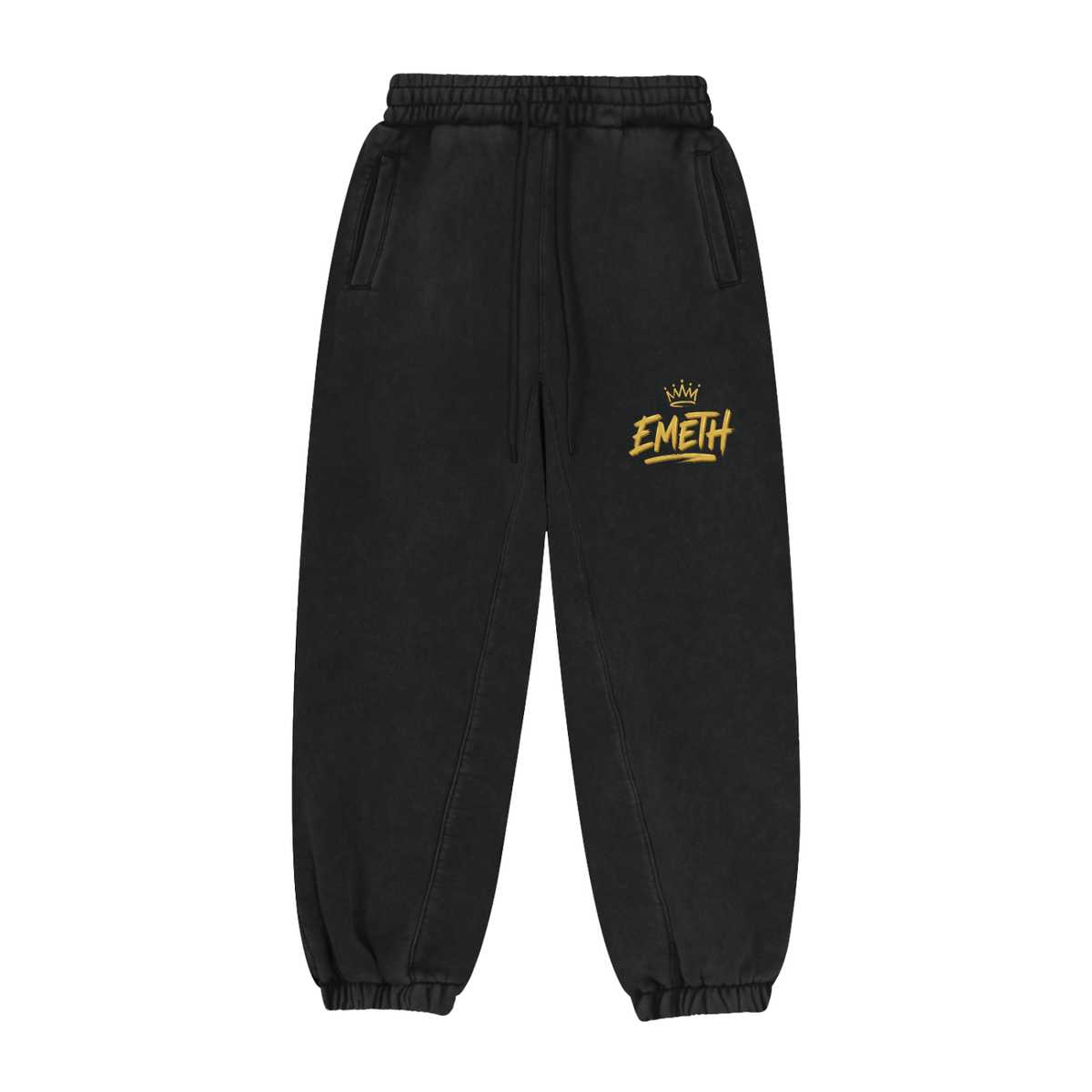 EMETH Vintage Washed Jogger — Gold Crown Edition - Noir / S - EMETH