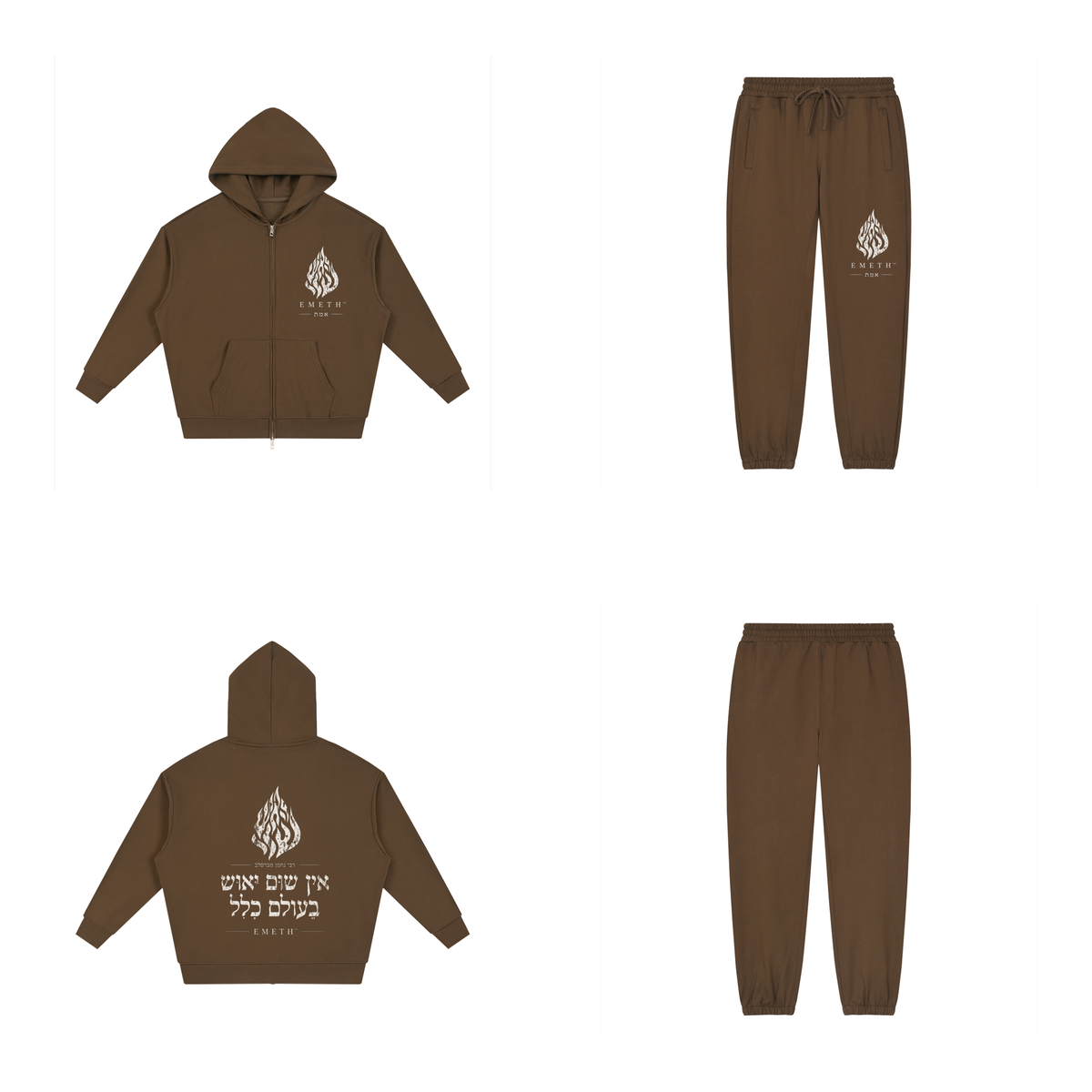 EMETH 148 Ensemble Hoodie Zippé + Jogger - Café