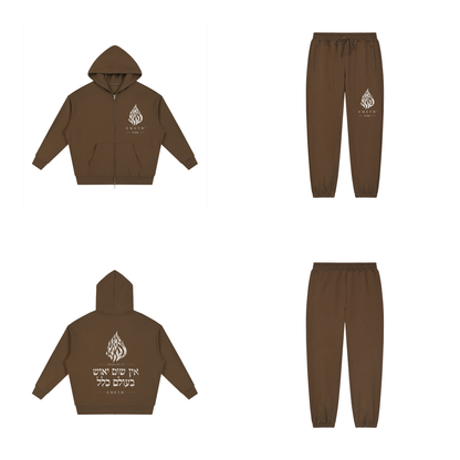 EMETH 148 Ensemble Hoodie Zippé + Jogger - Café