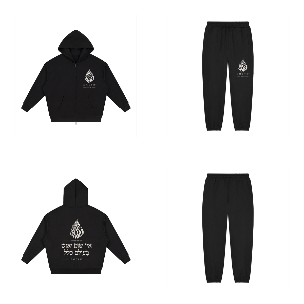 EMETH 148 Ensemble Hoodie Zippé + Jogger - Noir