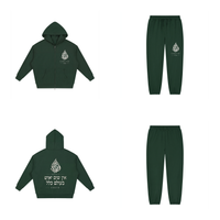 EMETH 148 Ensemble Hoodie Zippé + Jogger - Vert Noirci