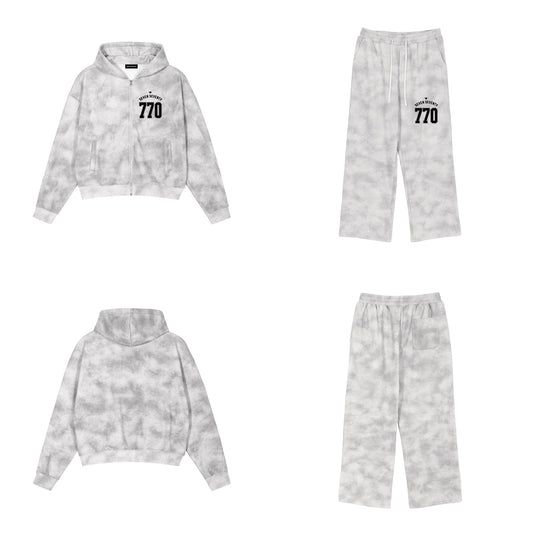 Ensemble 770 Gris chiné — hoodie devant et dos, pantalon assorti