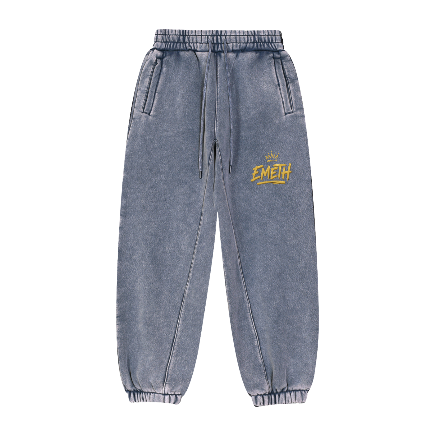 EMETH Vintage Washed Jogger — Gold Crown Edition - Bleu roi / S - EMETH
