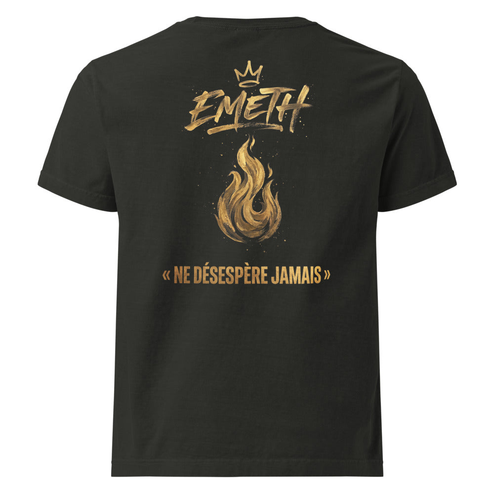 EMETH Ne Désespère Jamais — dos Noir délavé