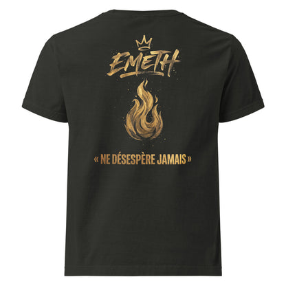 EMETH Ne Désespère Jamais — dos Noir délavé