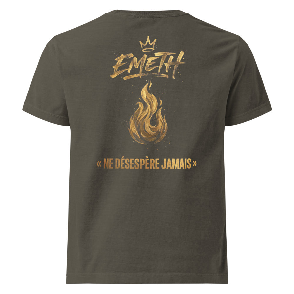 EMETH Ne Désespère Jamais — dos Charbon délavé