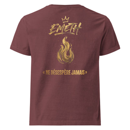 EMETH Ne Désespère Jamais — dos Bordeaux délavé
