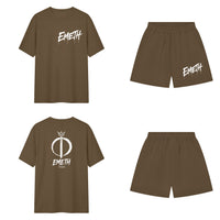 Ensemble Signature Graffiti Café — t-shirt devant et dos, short assorti