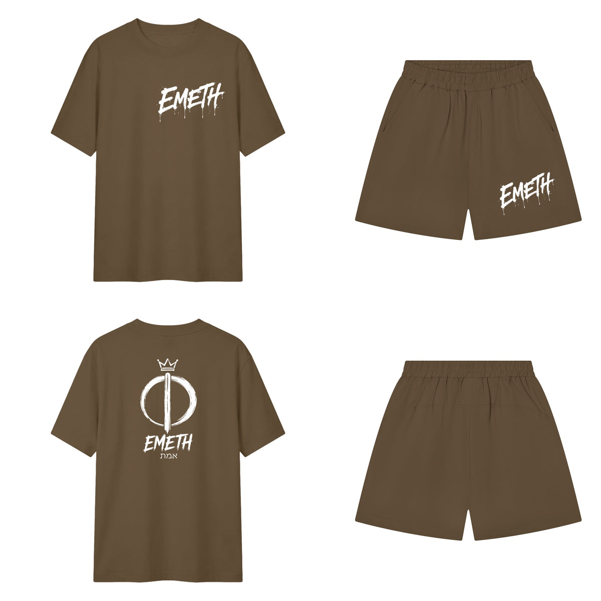 Ensemble Signature Graffiti Café — t-shirt devant et dos, short assorti