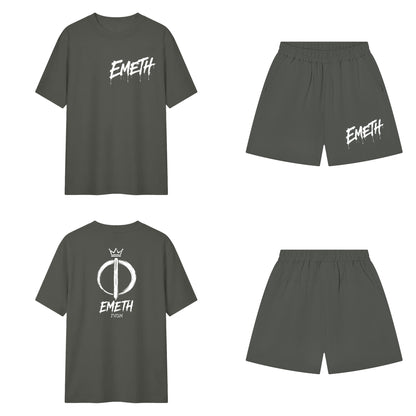 Ensemble Signature Graffiti Gris foncé — t-shirt devant et dos, short assorti