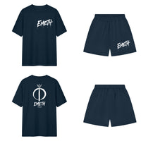 Ensemble Signature Graffiti Bleu marine — t-shirt devant et dos, short assorti