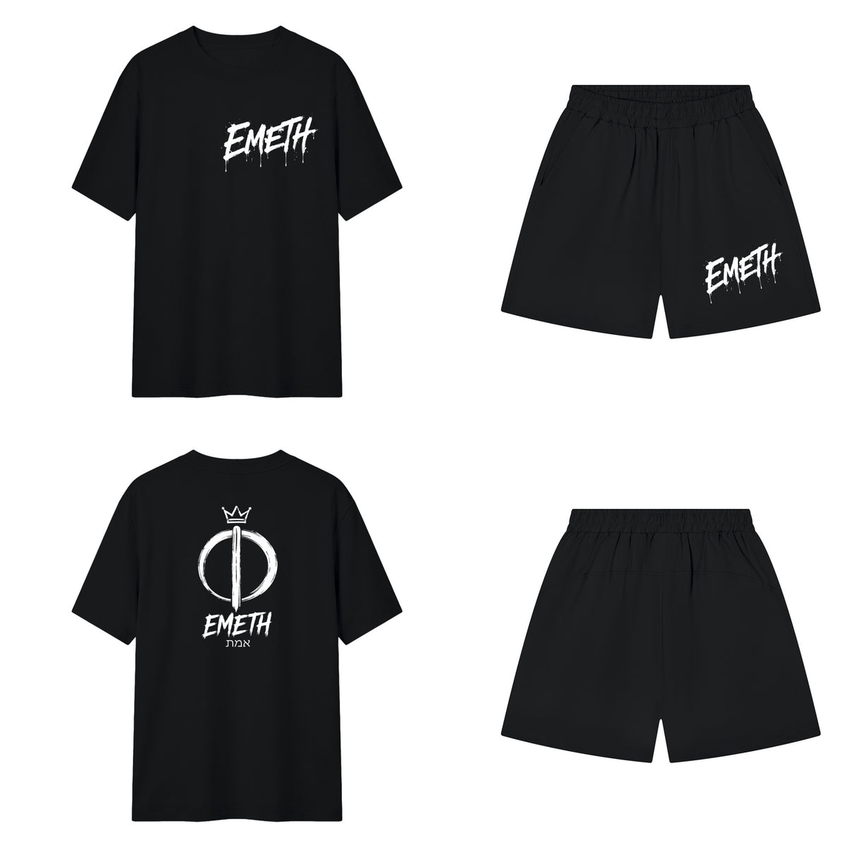 Ensemble Signature Graffiti Noir — t-shirt devant et dos, short assorti