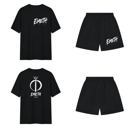 Ensemble Signature Graffiti Noir — t-shirt devant et dos, short assorti