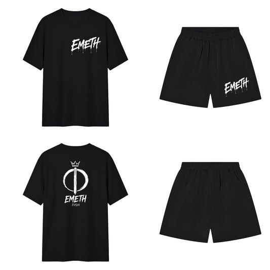 Ensemble Signature Graffiti Noir — t-shirt devant et dos, short assorti