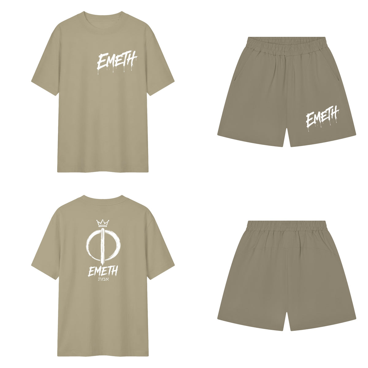 Ensemble Signature Graffiti Vert grisé — t-shirt devant et dos, short assorti