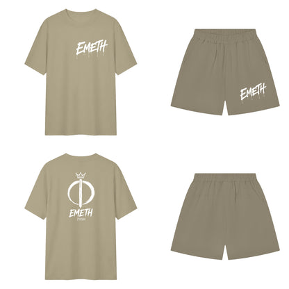 Ensemble Signature Graffiti Vert grisé — t-shirt devant et dos, short assorti