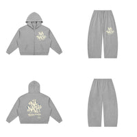 Ensemble EMETH NA'NACH Graffiti Gris fleur — sweat et pantalon, devant et dos