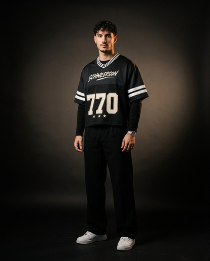 Maillot Football Américain SCHNEERSON 770 — Noir Mesh Oversize