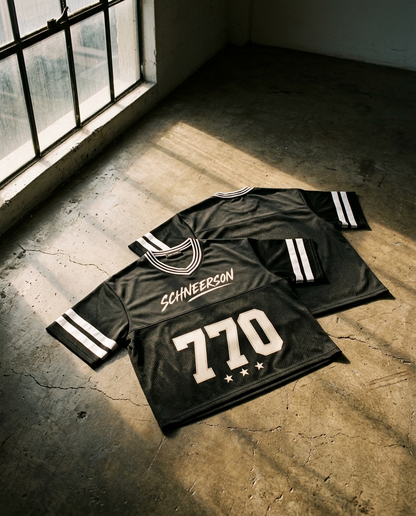 Maillot Football Américain SCHNEERSON 770 — Noir Mesh Oversize