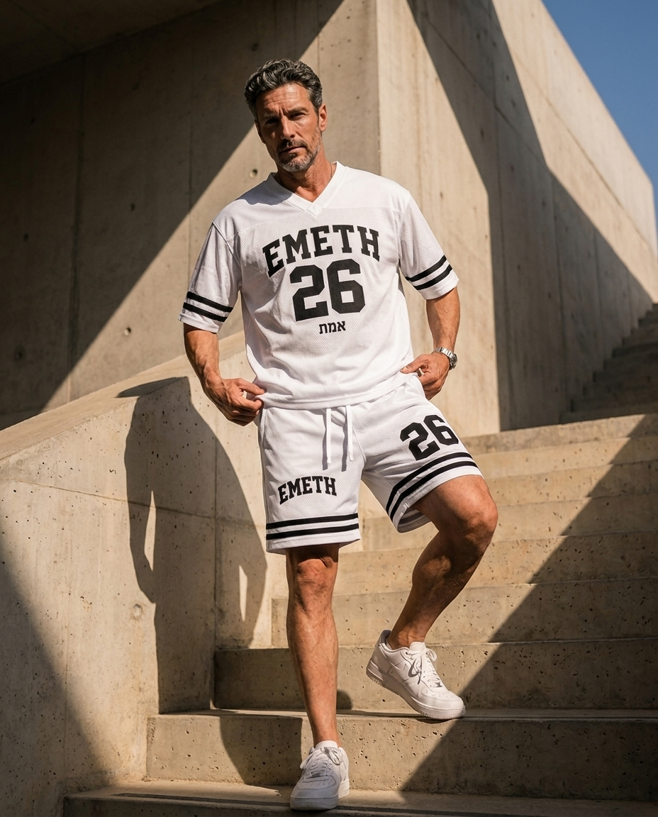 EMETH 26 Mesh Basketball Shorts Blanc – Short Premium Homme