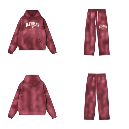 Ensemble EMETH NA'HMAN 148 Vintage Rouge bordeaux — sweat et pantalon, devant et dos