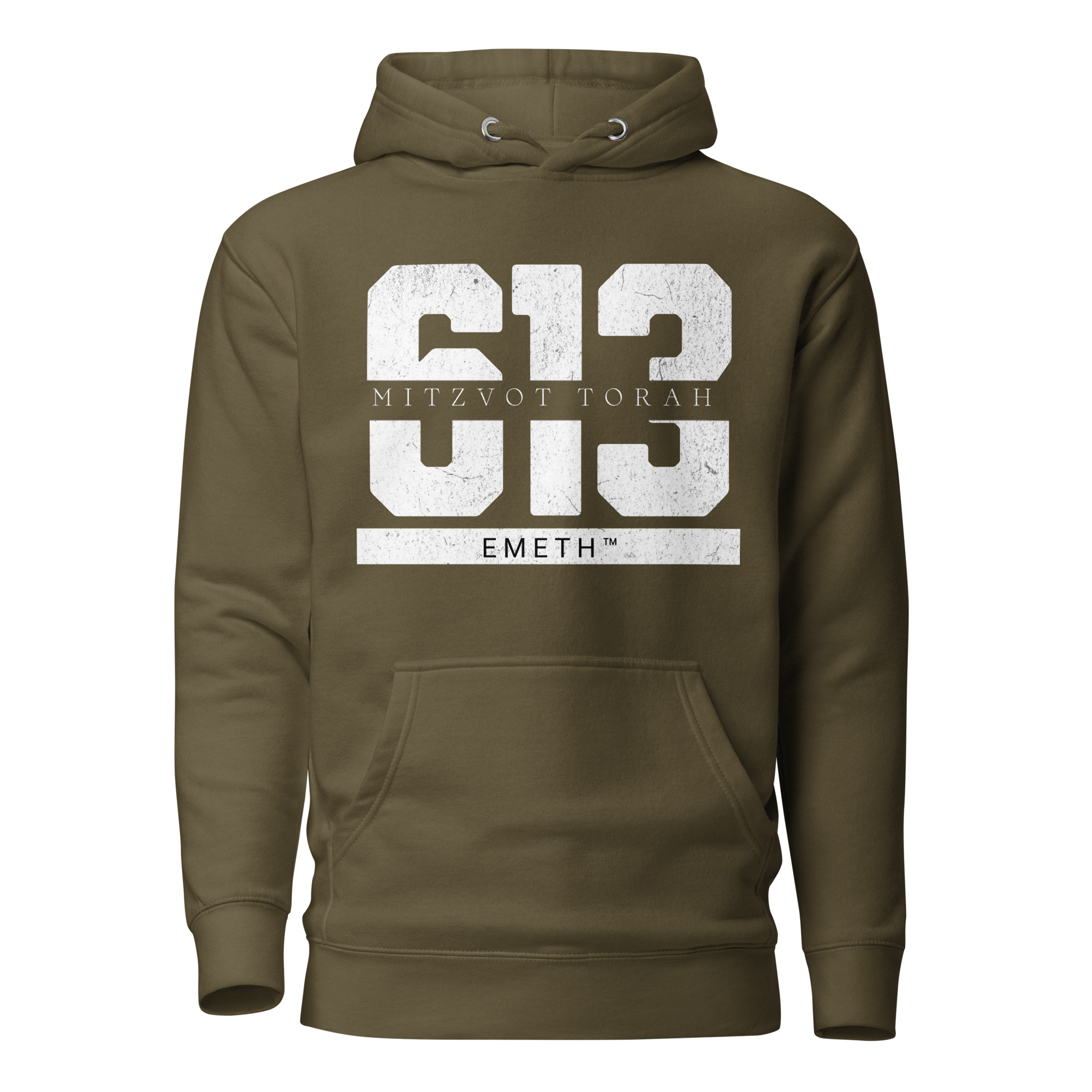 EMETH™ 613 Mitzvot Torah Premium Hoodie - Vert Militaire / S - EMETH