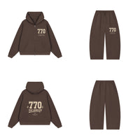 Ensemble EMETH 770 Yehi Hamelech Café — sweat et pantalon, devant et dos