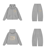 Ensemble EMETH 770 Yehi Hamelech Gris fleur — sweat et pantalon, devant et dos